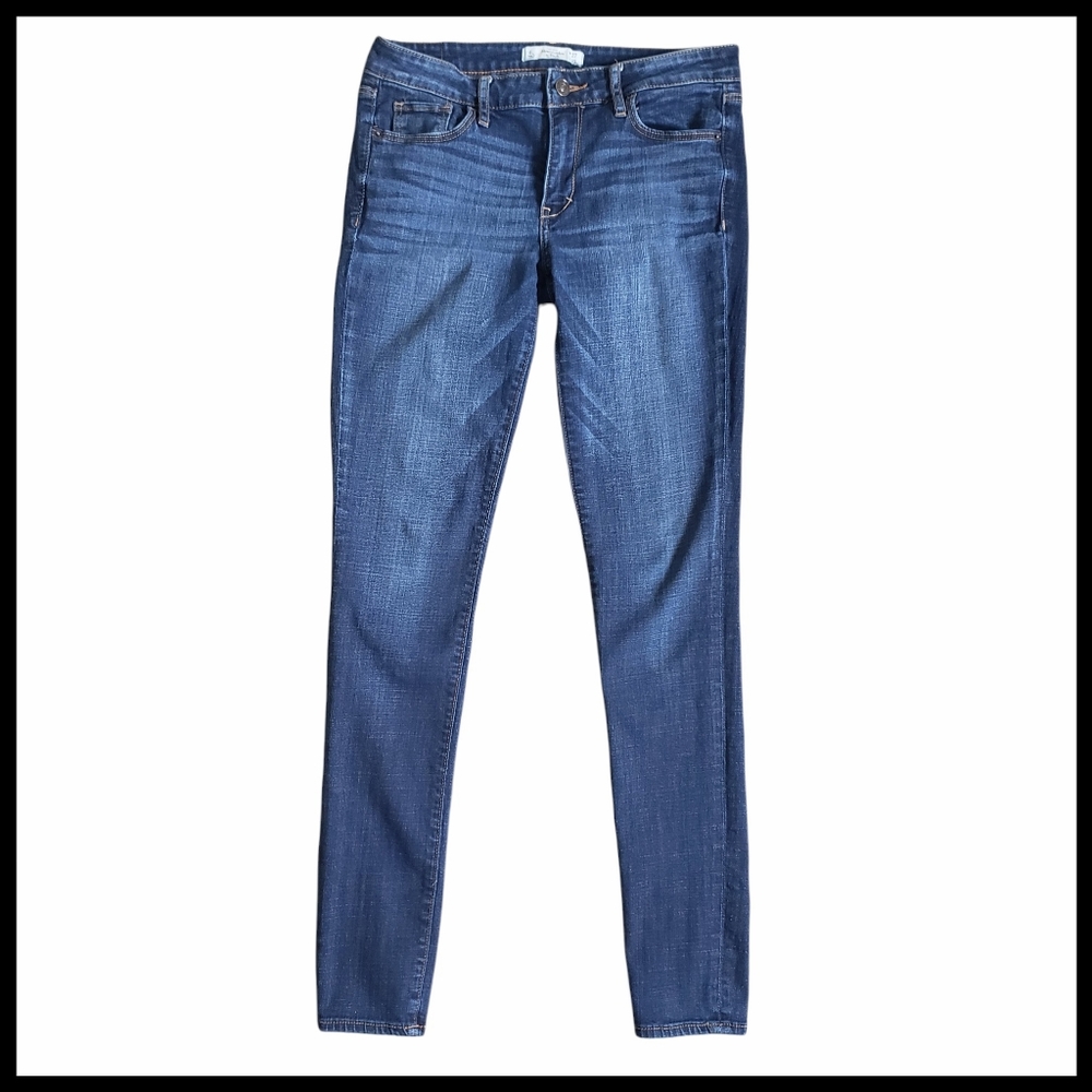 Abercrombie & Fitch Mid Rise Skinny Jean Fading Whiskering